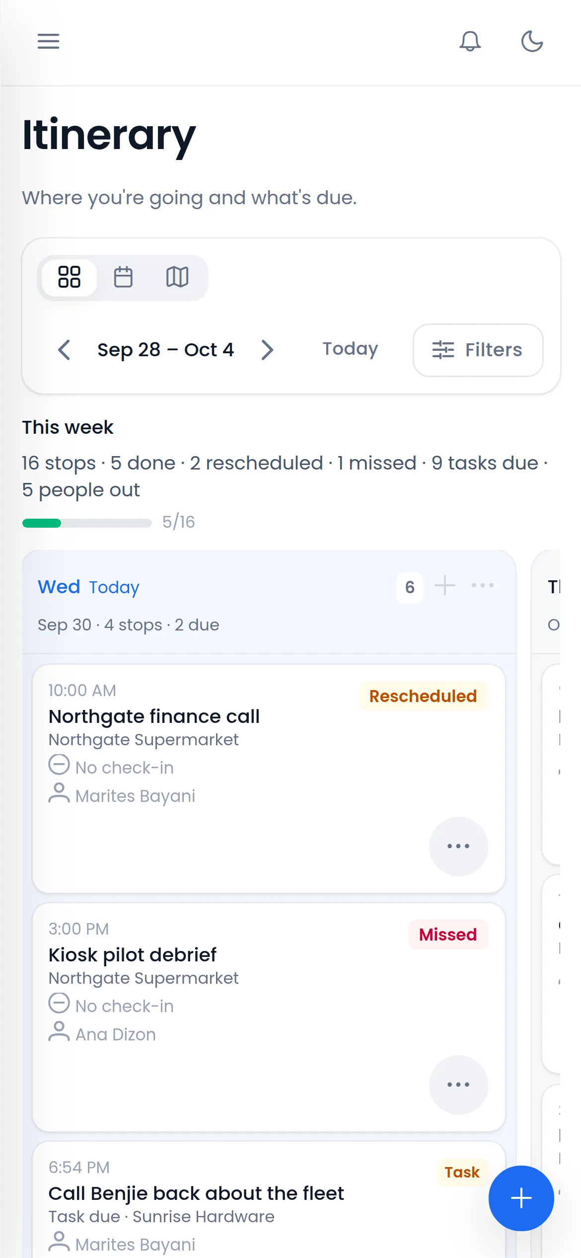 Quavora itinerary on a phone