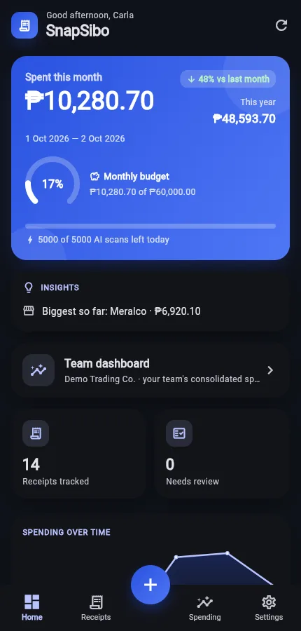SnapSibo home screen on a phone