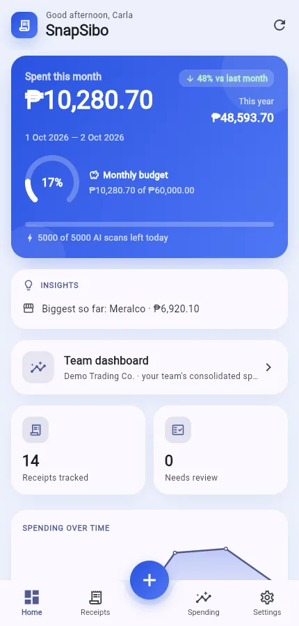 SnapSibo home screen on a phone