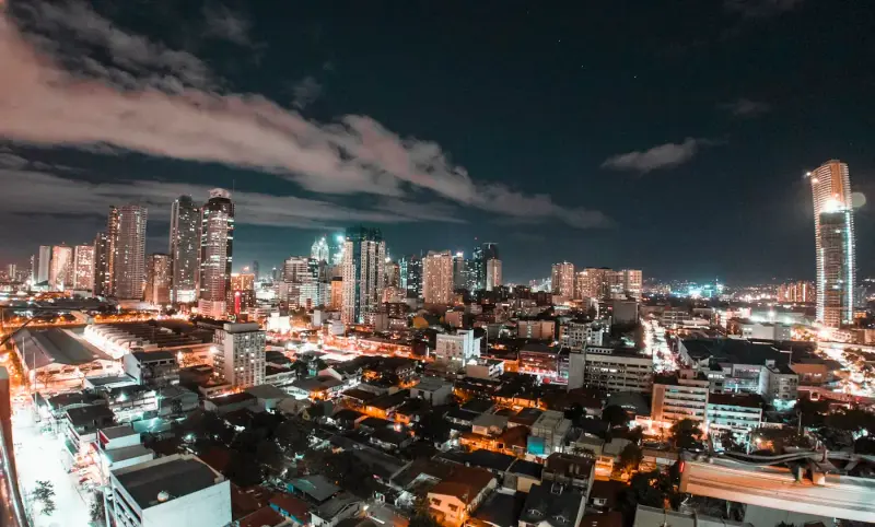 Manila rooftops and high-rises at night
